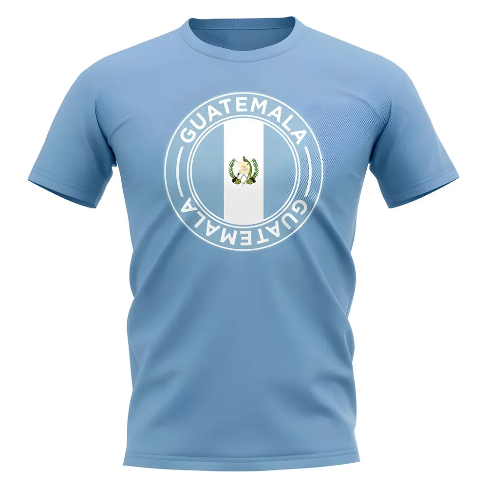 Guatemala Football Badge T-Shirt (Sky) Polyester Uksoccershop Men's Sky Extra Large