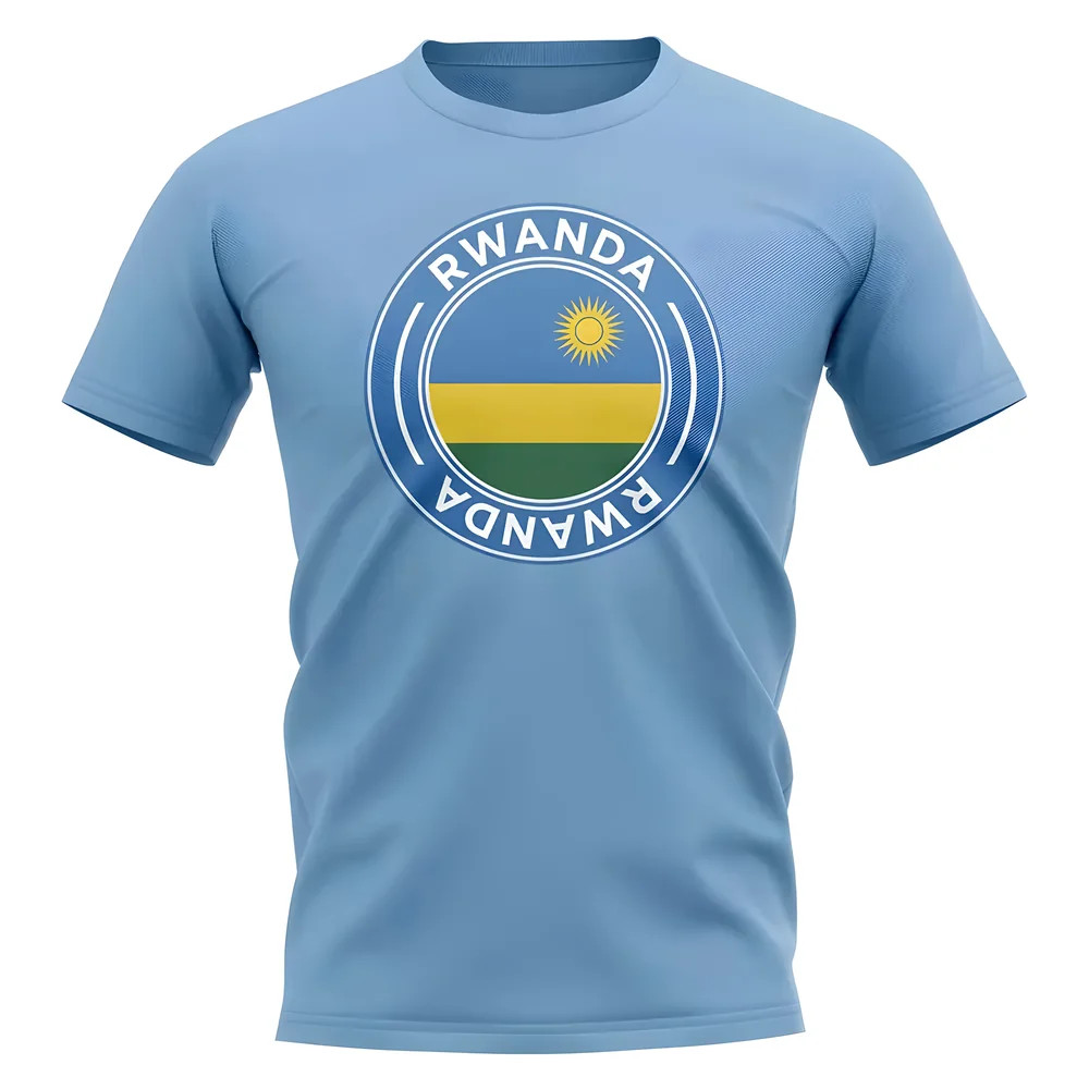 Rwanda Football Badge T-Shirt (Sky) Polyester Uksoccershop Men's Sky Xxl