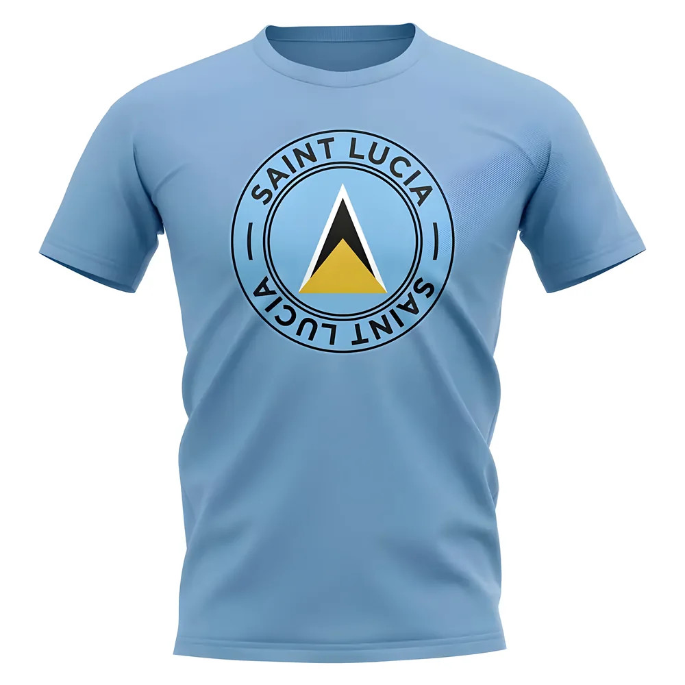 Saint Lucia Football Badge T-Shirt (Sky) Polyester St Lucia Uksoccershop Men's Sky Extra Large