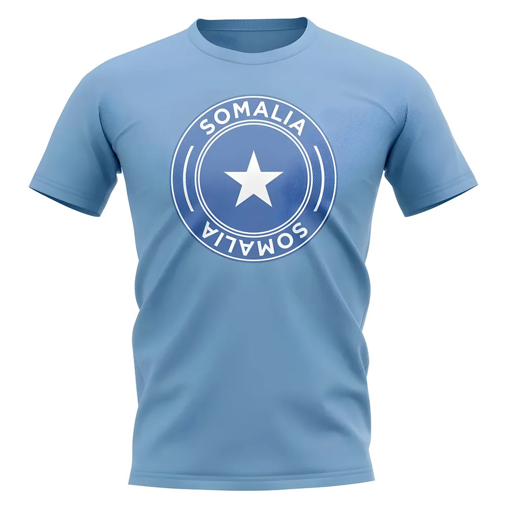 Somalia Football Badge T-Shirt (Sky) Polyester Uksoccershop Men's Sky Xxl