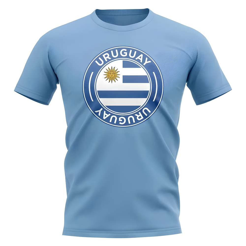 Uruguay Football Badge T-Shirt (Sky) Polyester Uksoccershop Men's Sky Medium
