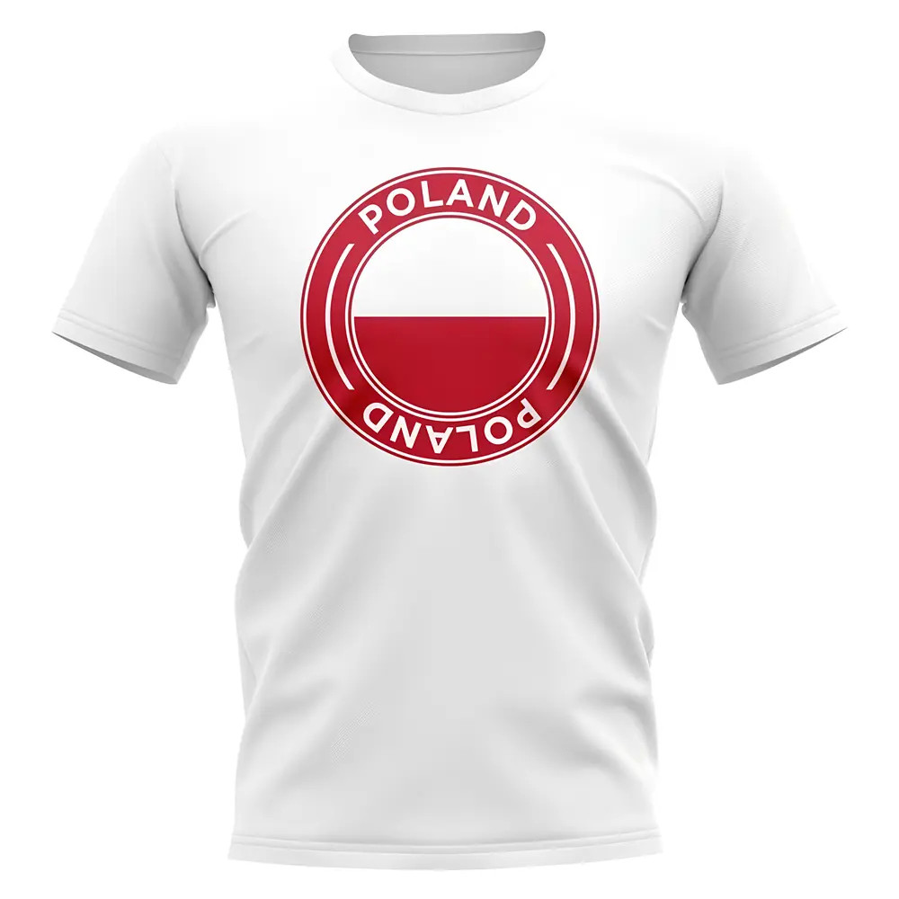 Poland Football Badge T-Shirt (White) Polyester Uksoccershop Men's White Small