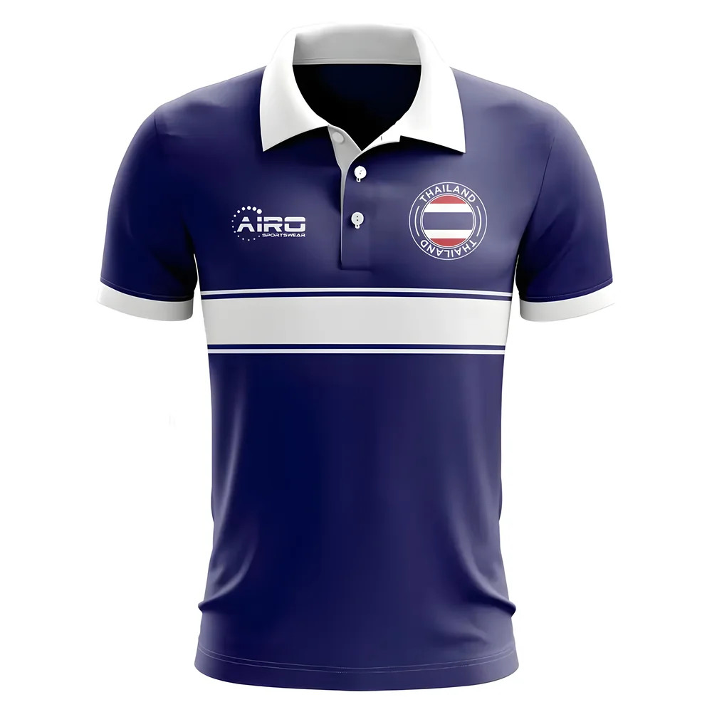 Thailand Concept Stripe Polo Shirt (Navy) Polyester Made By: Airo Sportswear Men's Navy 5XL