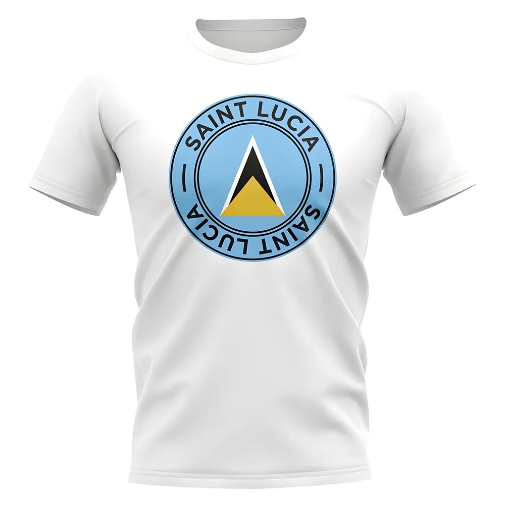Saint Lucia Football Badge T-Shirt (White) Polyester St Lucia Uksoccershop Men's White Xxl