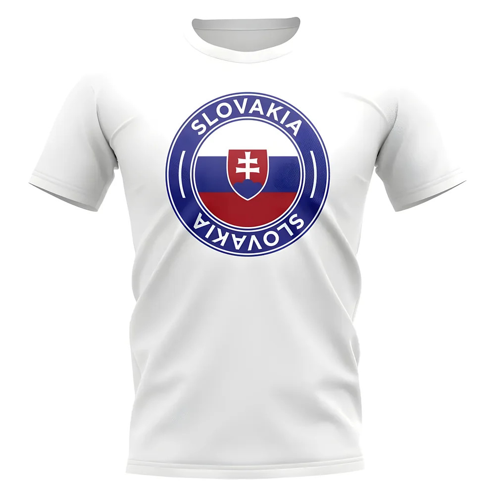 Slovakia Football Badge T-Shirt (White) Polyester Uksoccershop Men's White Extra Small