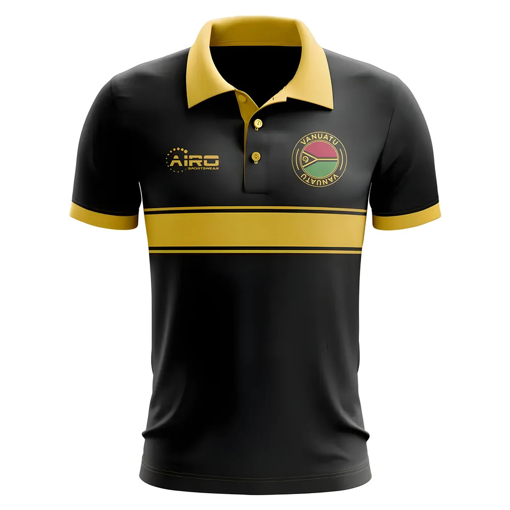 Vanuatu Concept Stripe Polo Shirt Black Vanuatu Concept Stripe Polo Shirt Black