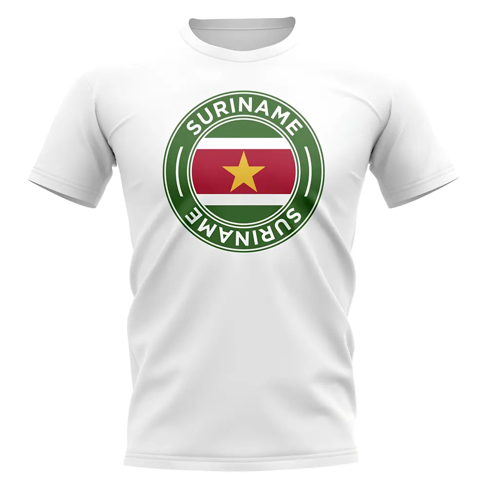 Suriname Football Badge T-Shirt (White) Polyester Azerbaijan Uksoccershop Men's White Medium