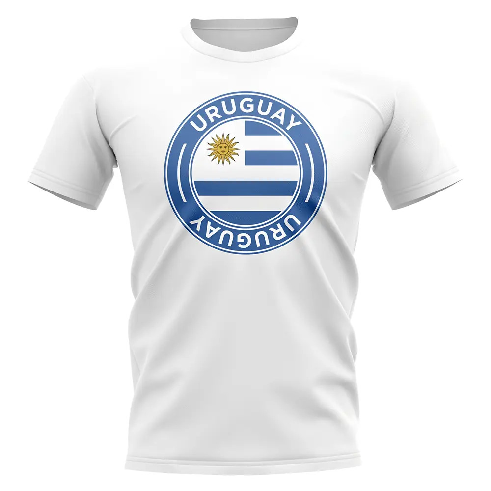 Uruguay Football Badge T-Shirt (White) Polyester Uksoccershop Men's White Medium
