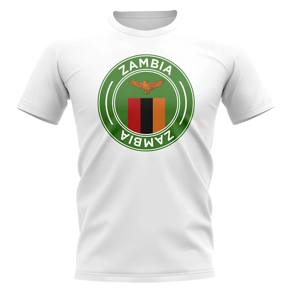 Zambia Football Badge T-Shirt (White) Polyester Uksoccershop Men's White Xxl