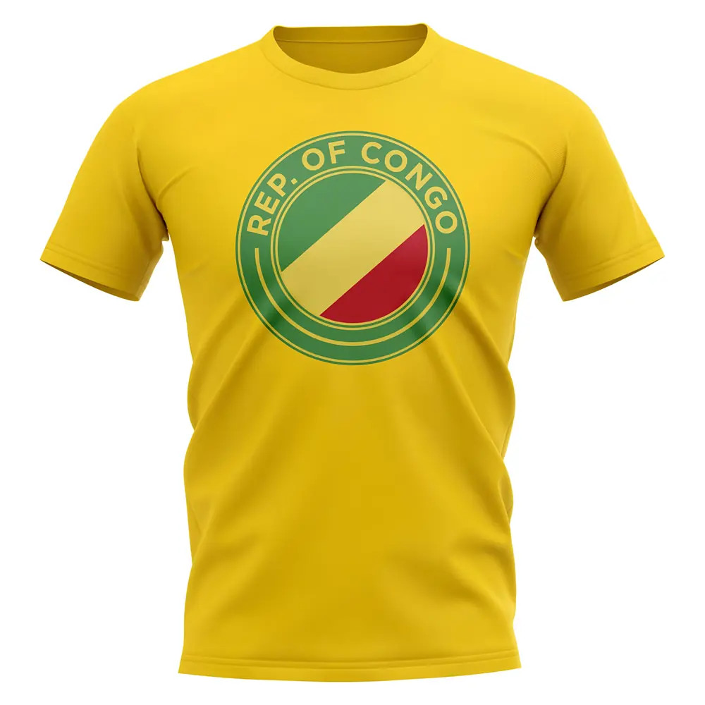 Congo Republic Football Badge T-Shirt (Yellow) Polyester Uksoccershop Men's Yellow Medium