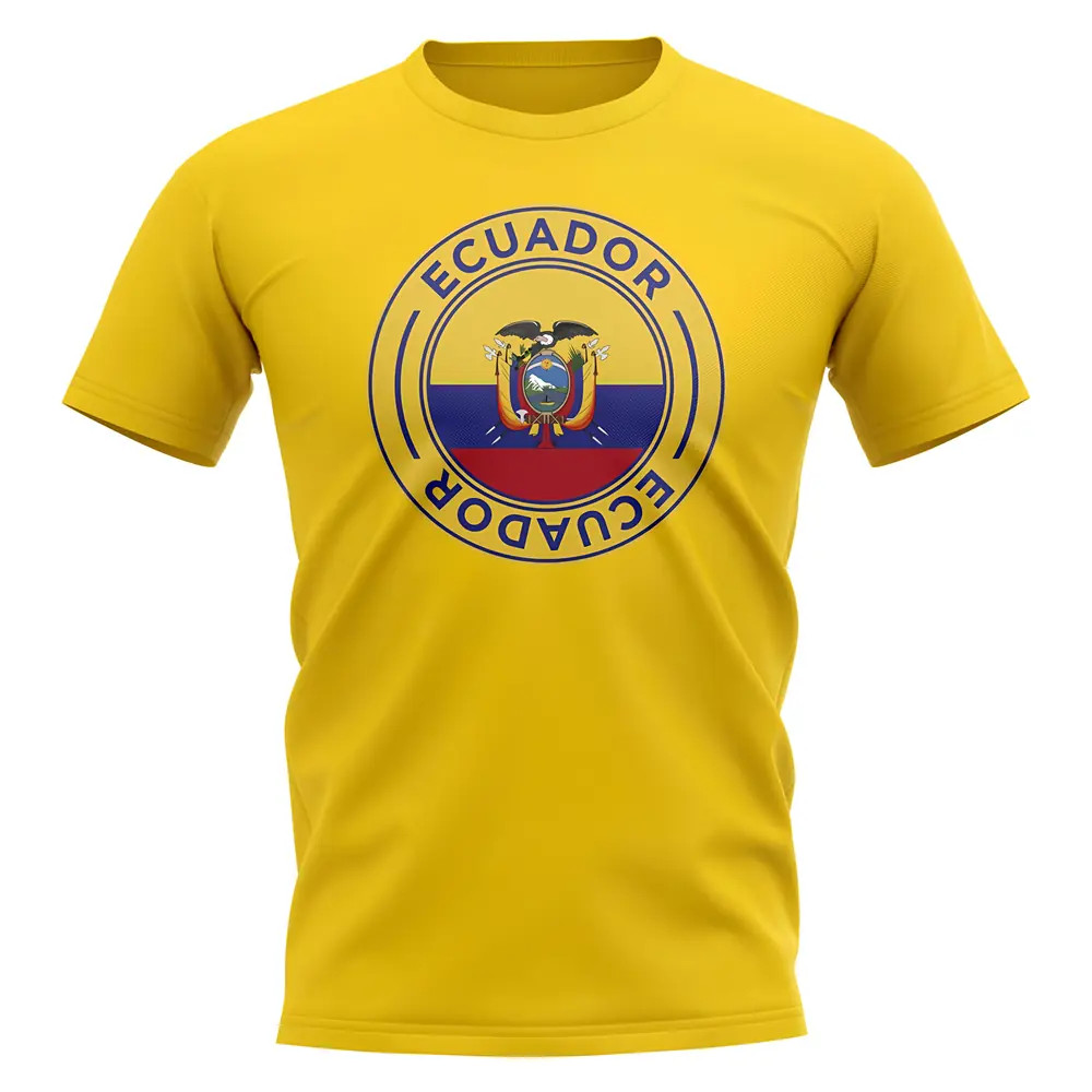 Ecuador Football Badge T-Shirt (Yellow) Polyester Uksoccershop Men's Yellow Extra Small