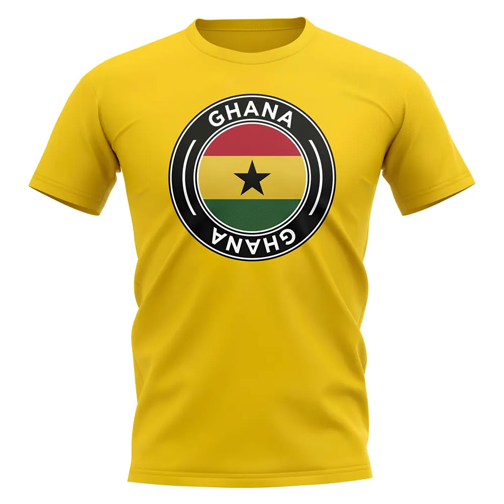 Ghana Football Badge T-Shirt (Yellow) Polyester Uksoccershop Men's Yellow Extra Large