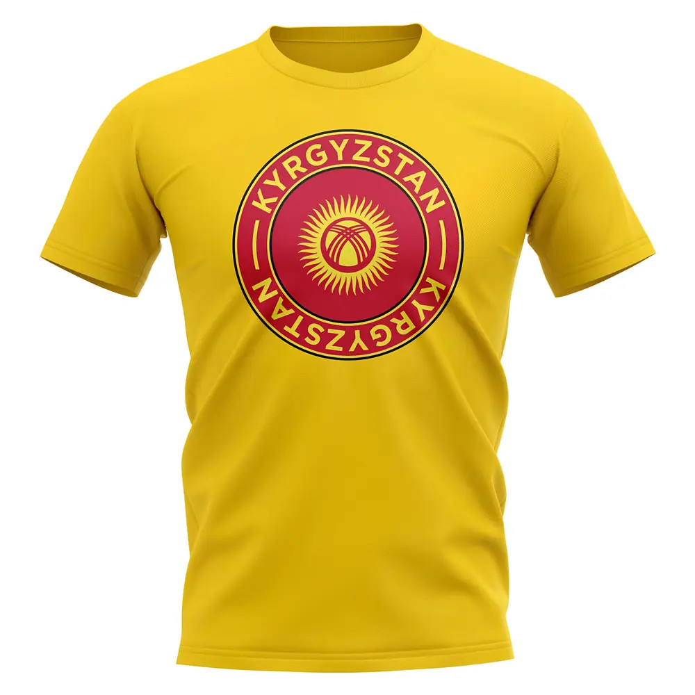 Kyrgyzstan Football Badge T-Shirt (Yellow) Polyester Uksoccershop Men's Yellow Xxl