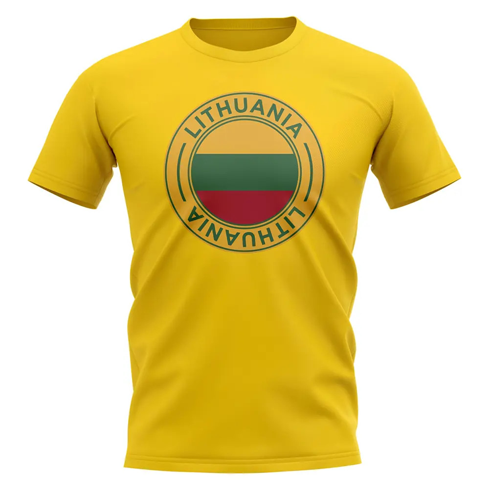 Lithuania Football Badge T-Shirt (Yellow) Polyester Uksoccershop Men's Yellow Xxl