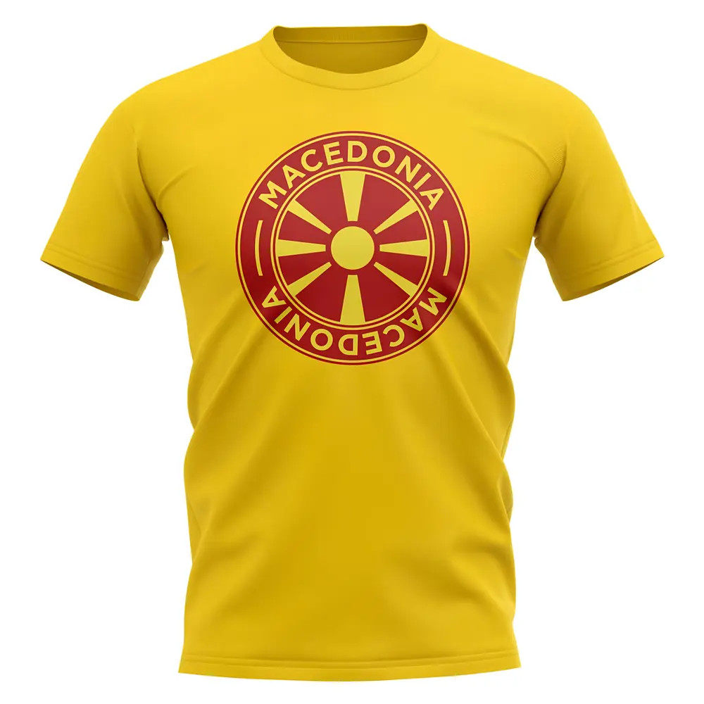 Macedonia Football Badge T-Shirt (Yellow) Polyester Uksoccershop Men's Yellow Xxl