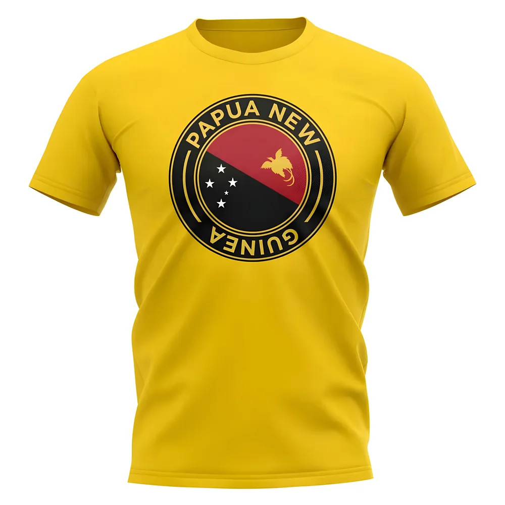 Papa New Guinea Football Badge T-Shirt (Yellow) Polyester Uksoccershop Men's Yellow Xxl