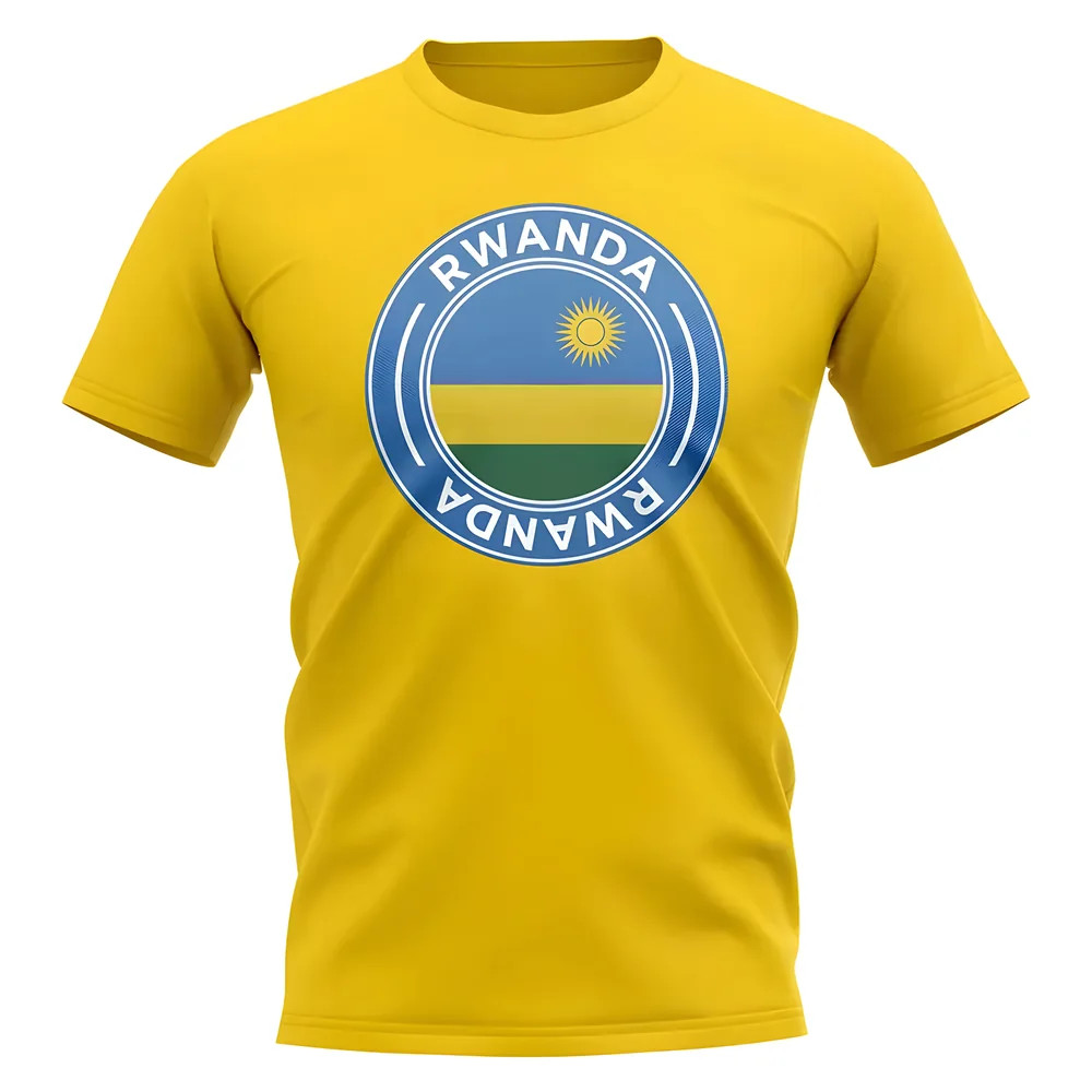 Rwanda Football Badge T-Shirt (Yellow) Polyester Uksoccershop Men's Yellow Extra Large