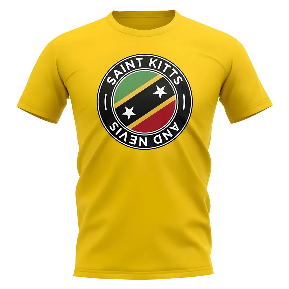 Saint Kitts And Nevis Football Badge T-Shirt (Yellow) Polyester Uksoccershop Men's Yellow Extra Large