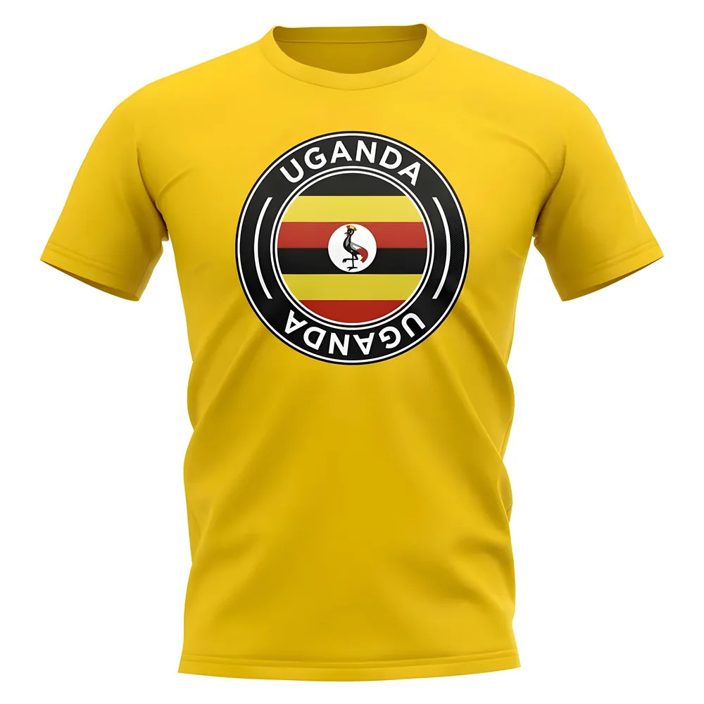 Uganda Football Badge T-Shirt (Yellow) Polyester Uksoccershop Men's Yellow Medium