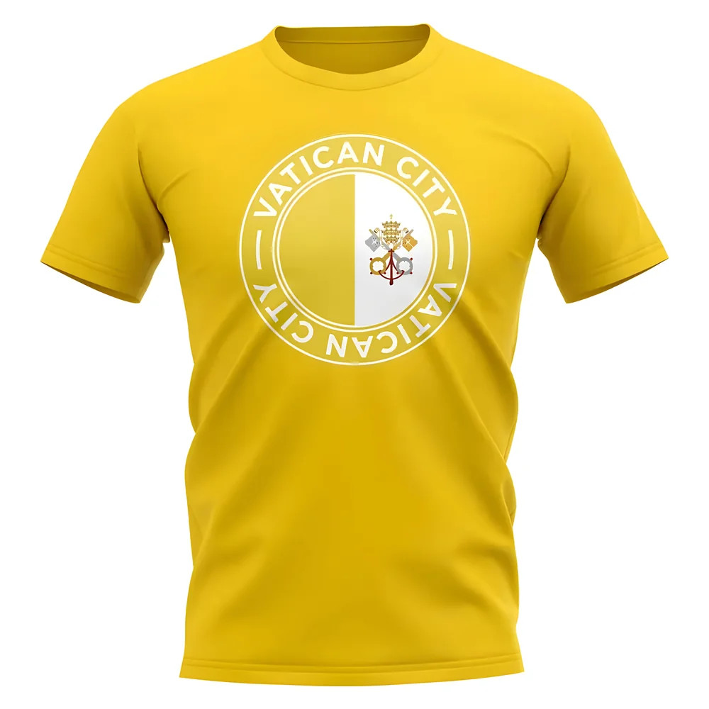 Vatican City Football Badge T-Shirt (Yellow) Polyester Newcastle Uksoccershop Men's Yellow Xxl