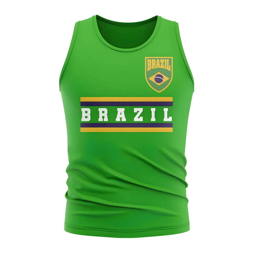 Brazil Core Football Country Sleeveless Tee (Green) Polyester Uksoccershop Men's Green Medium