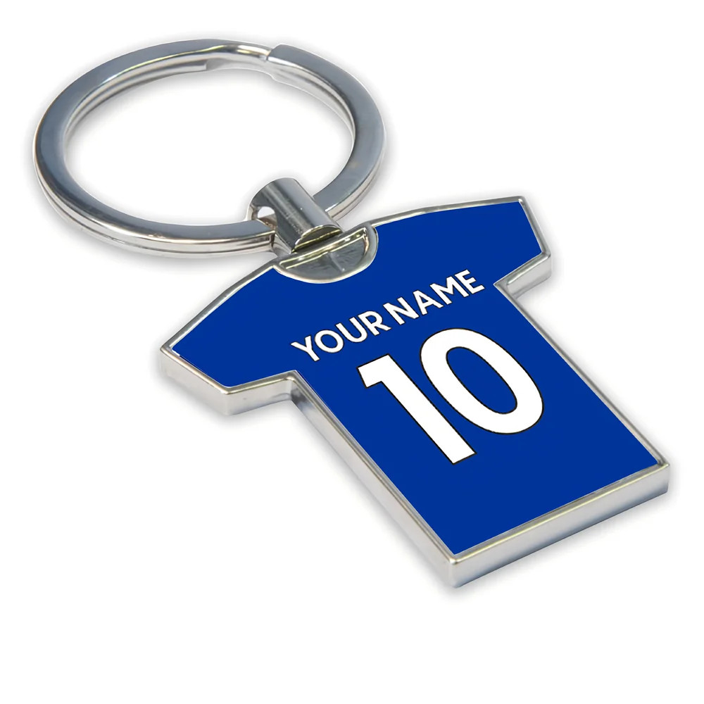 Personalised Leicester City Football Shirt Key Ring Adults One Size Polyester Uksoccershop Unisex Blue