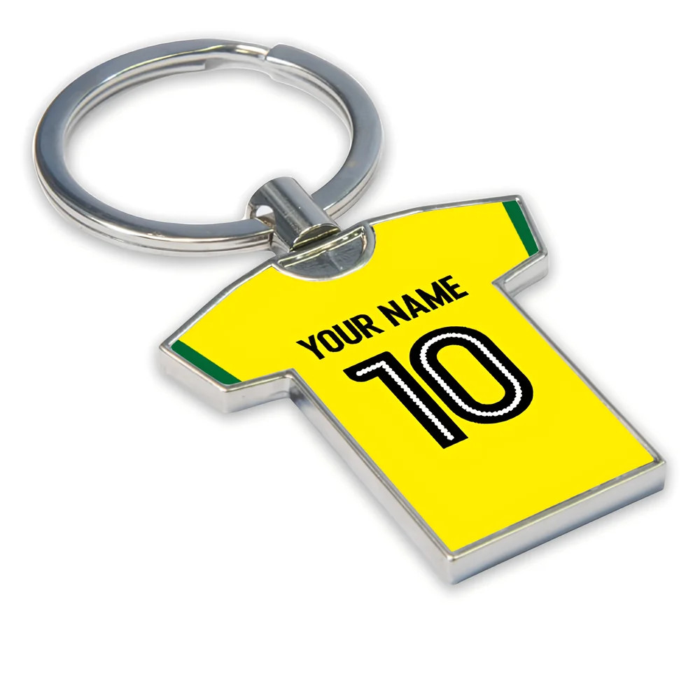 Personalised Norwich City Football Shirt Key Ring Adults One Size Polyester Uksoccershop Unisex Yellow