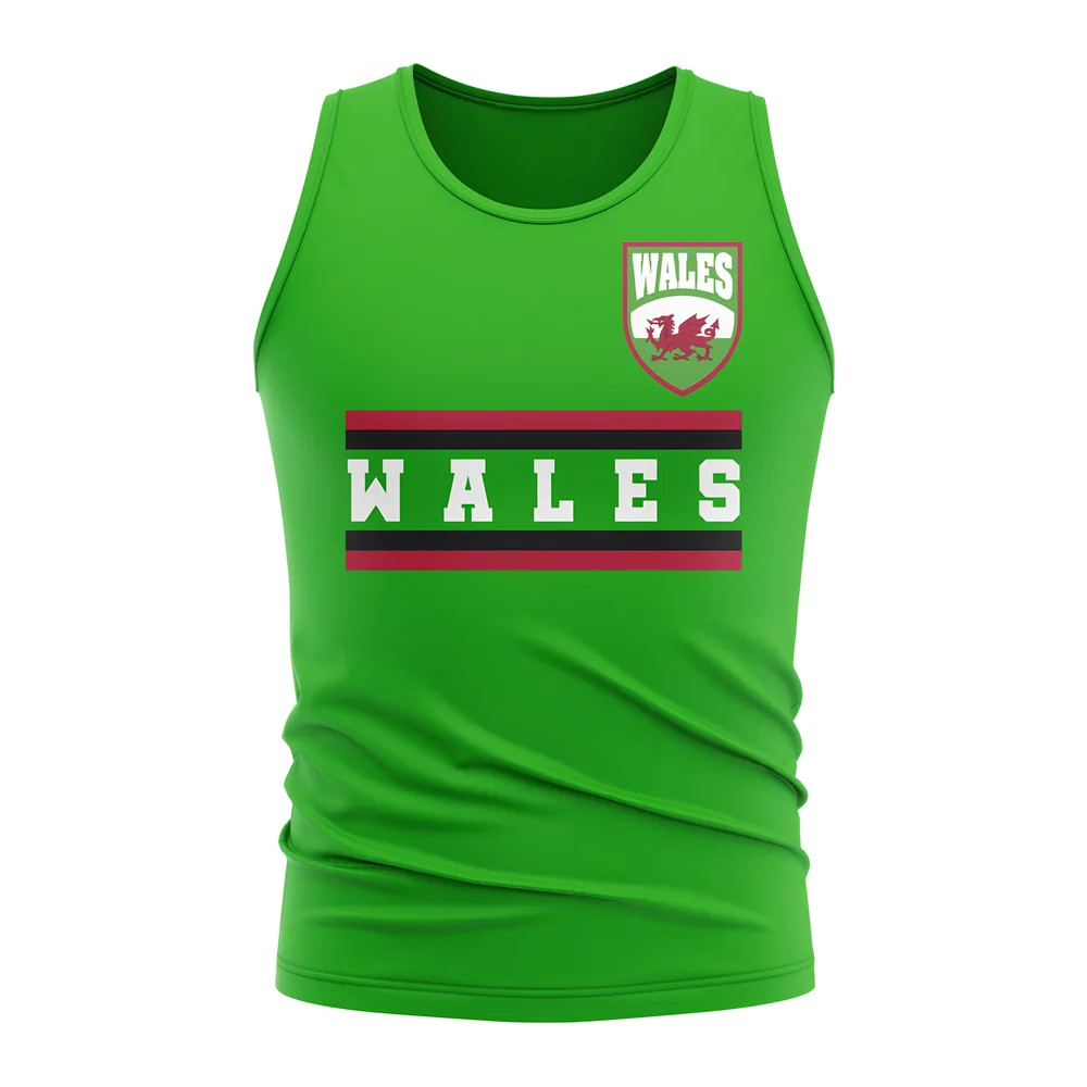 Wales Core Football Country Sleeveless Tee (Green) Polyester Uksoccershop Men's Green Medium