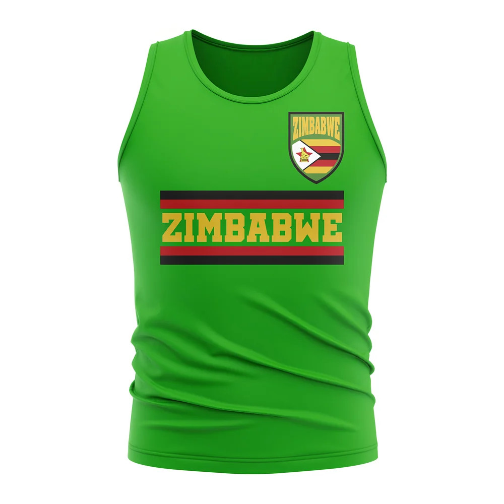 Zimbabwe Core Football Country Sleeveless Tee (Green) Polyester Uksoccershop Men's Green Medium