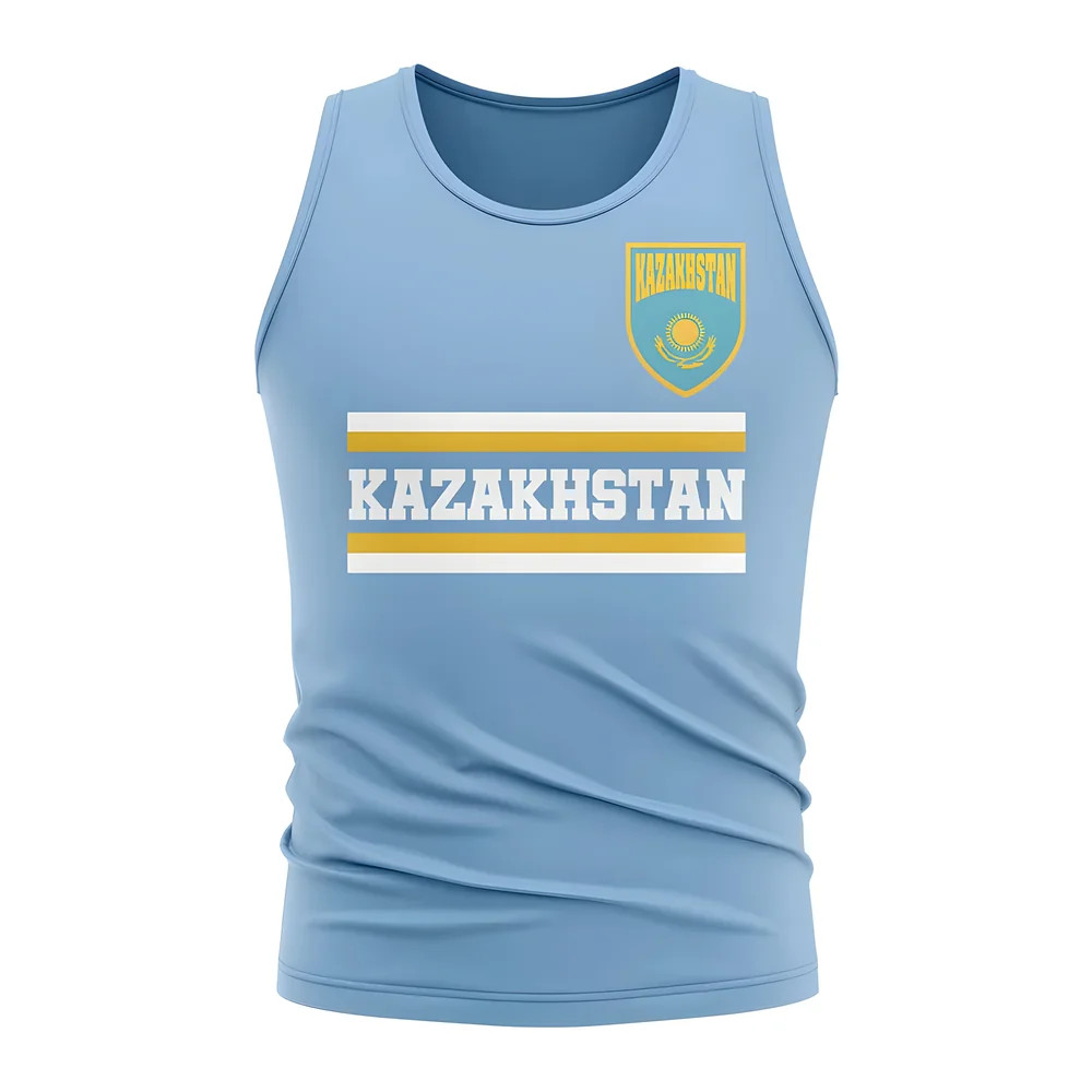 Kazakhstan Core Football Country Sleeveless Tee (Sky) Polyester Uksoccershop Men's Sky Xxl