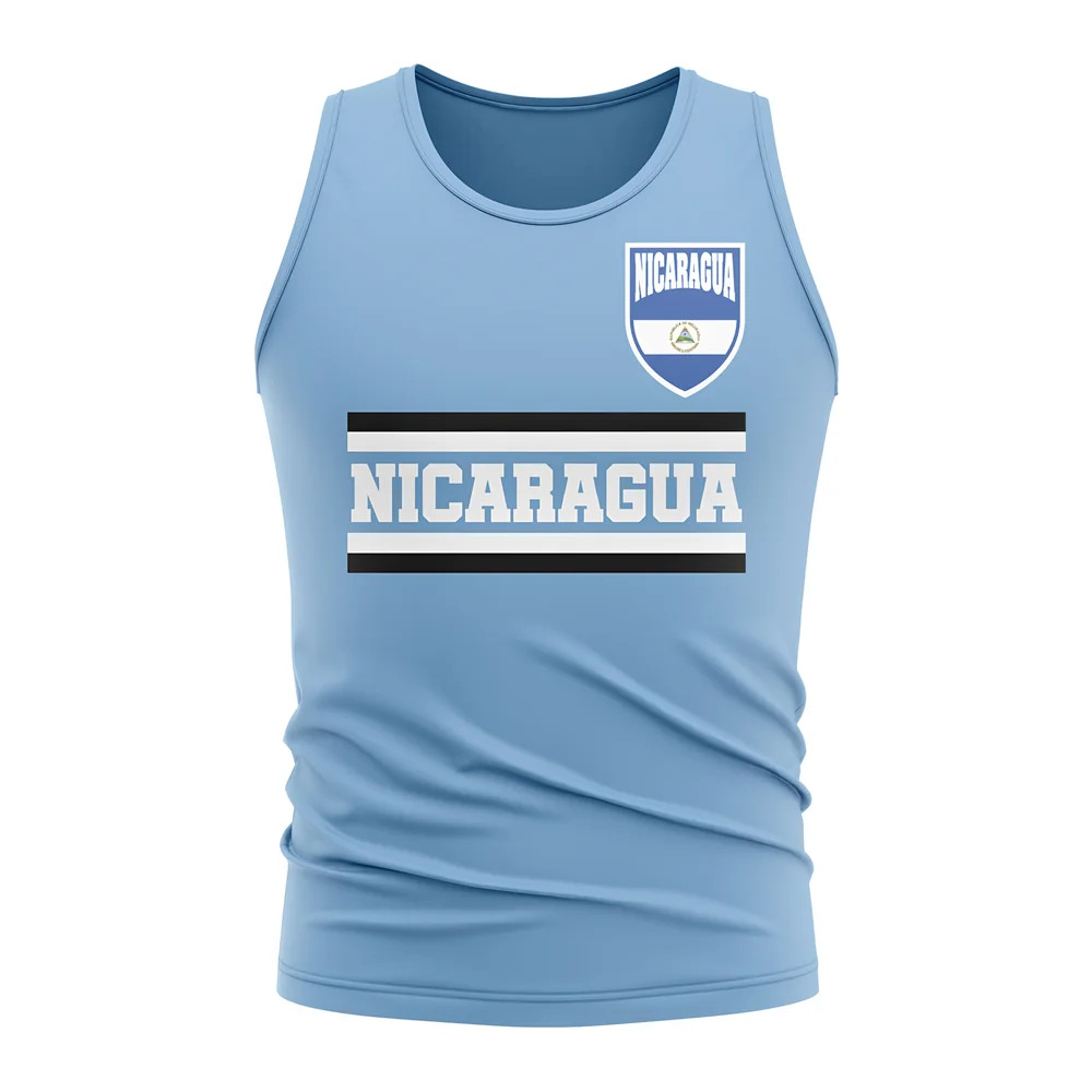 Nicaragua Core Football Country Sleeveless Tee (Sky) Polyester Uksoccershop Men's Sky Extra Large