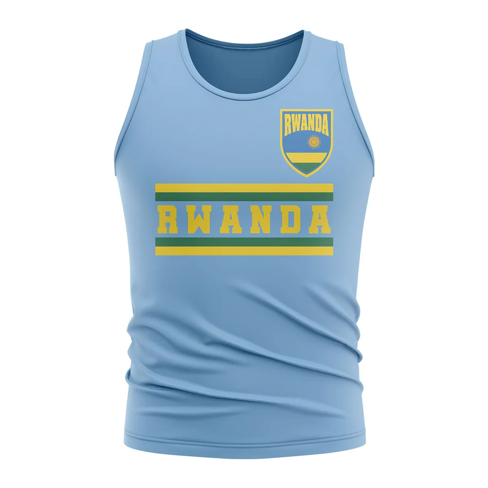 Rwanda Core Football Country Sleeveless Tee (Sky) Polyester Uksoccershop Men's Sky Xxl