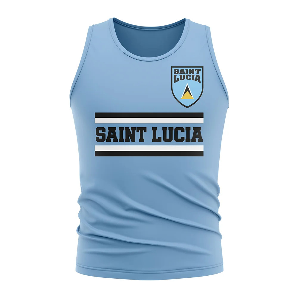 Saint Lucia Core Football Country Sleeveless Tee (Sky) Polyester St Lucia Uksoccershop Men's Sky Extra Large
