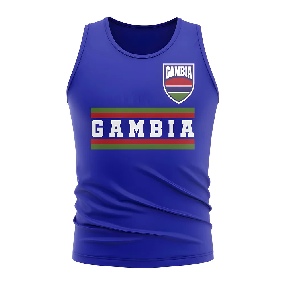 Gambia Core Football Country Sleeveless Tee (Royal) Polyester Uksoccershop Men's Blue Large