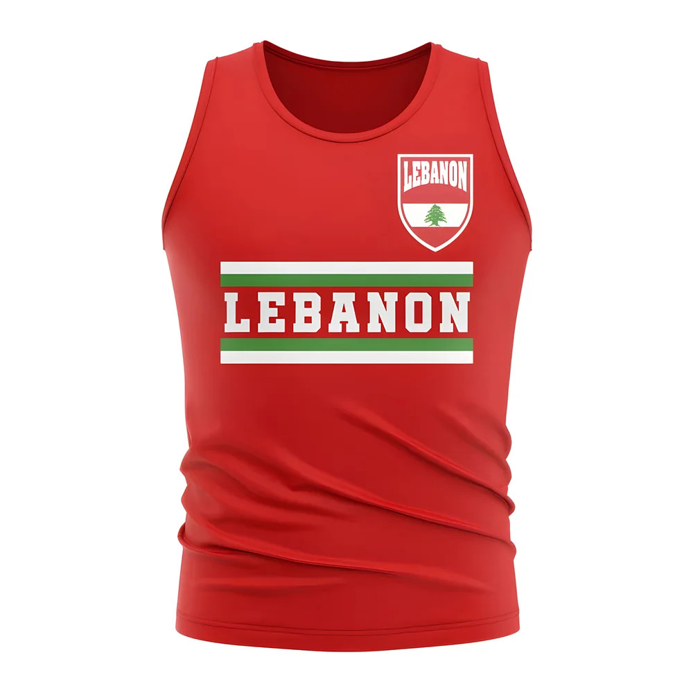 Lebanon Core Football Country Sleeveless Tee (Red) Polyester Uksoccershop Men's Red Xxl