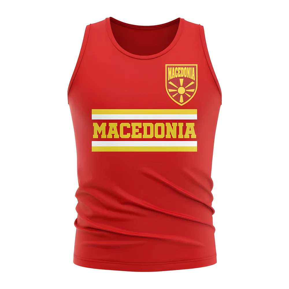 Macedonia Core Football Country Sleeveless Tee (Red) Polyester Uksoccershop Men's Red Xxl