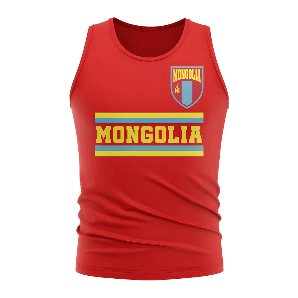 Mongolia Core Football Country Sleeveless Tee (Red) Polyester Uksoccershop Men's Red Small