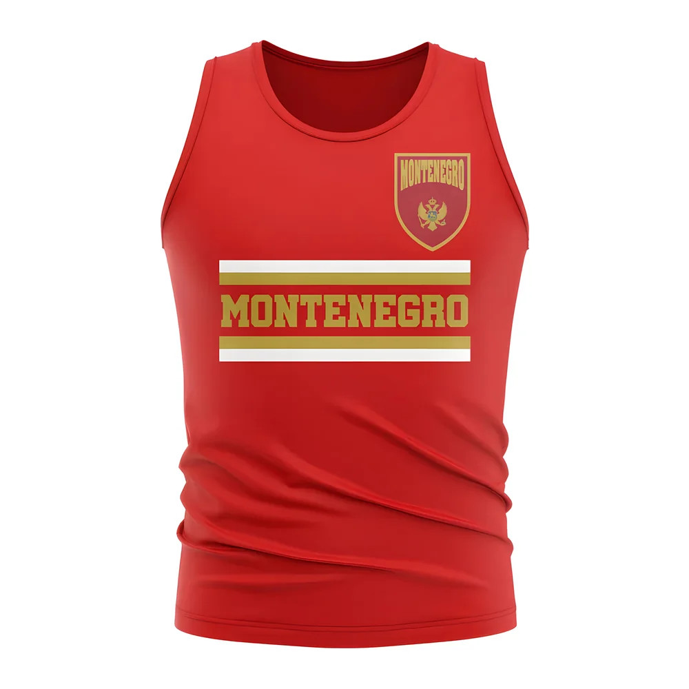 Montenegro Core Football Country Sleeveless Tee (Red) Polyester Uksoccershop Men's Red Medium