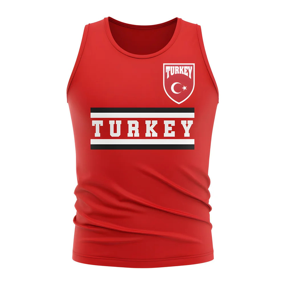 Turkey Core Football Country Sleeveless Tee (Red) Polyester Uksoccershop Men's Red Large