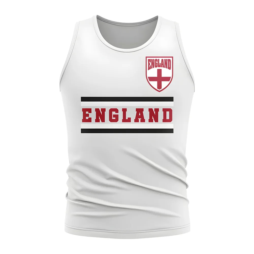 England Core Football Country Sleeveless Tee (White) Polyester Uksoccershop Men's White Extra Large