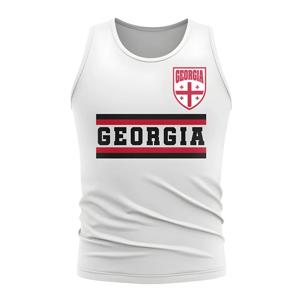 Georgia Core Football Country Sleeveless Tee (White) Polyester Uksoccershop Men's White Extra Large