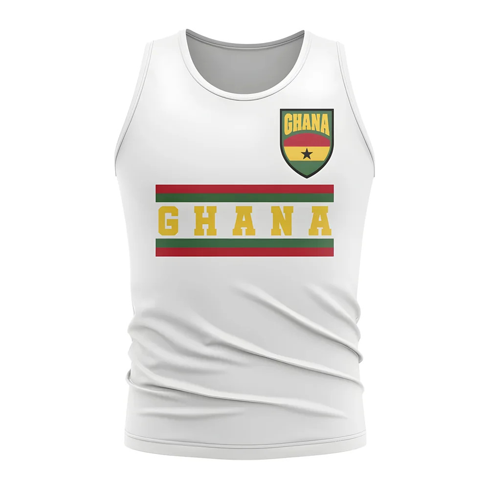 Ghana Core Football Country Sleeveless Tee (White) Polyester Uksoccershop Men's White Medium