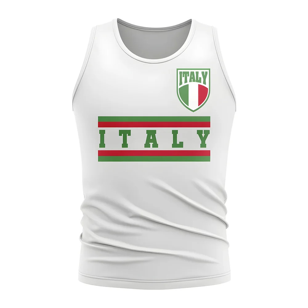 Italy Core Football Country Sleeveless Tee (White) Polyester Uksoccershop Men's White Medium
