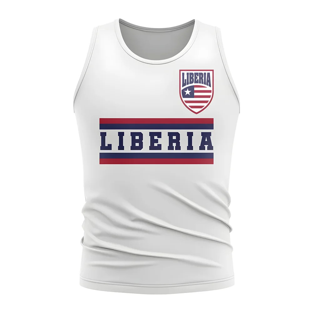 Liberia Core Football Country Sleeveless Tee (White) Polyester Uksoccershop Men's White Medium