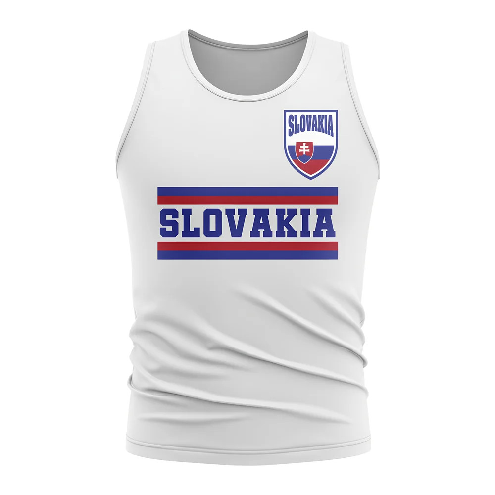 Slovakia Core Football Country Sleeveless Tee (White) Polyester Uksoccershop Men's White Extra Small