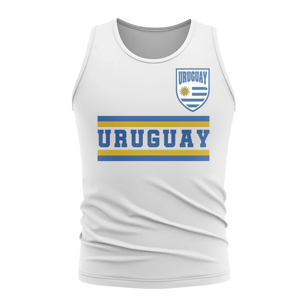 Uruguay Core Football Country Sleeveless Tee (White) Polyester Uksoccershop Men's White Medium