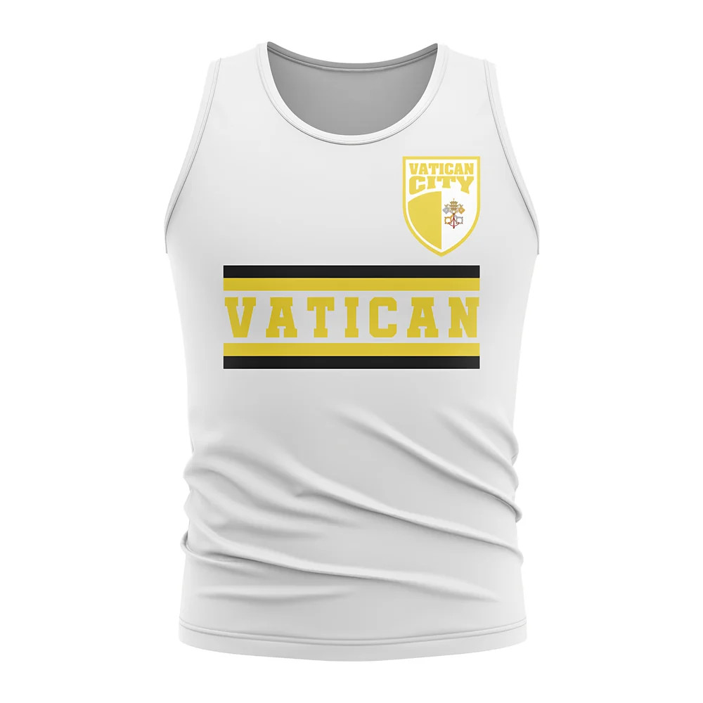 Vatican City Core Football Country Sleeveless Tee (White) Polyester Newcastle Uksoccershop Men's White Extra Small