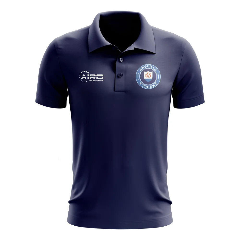 Anguilla Football Polo Shirt (Navy) Polyester Uksoccershop Men's Navy Medium