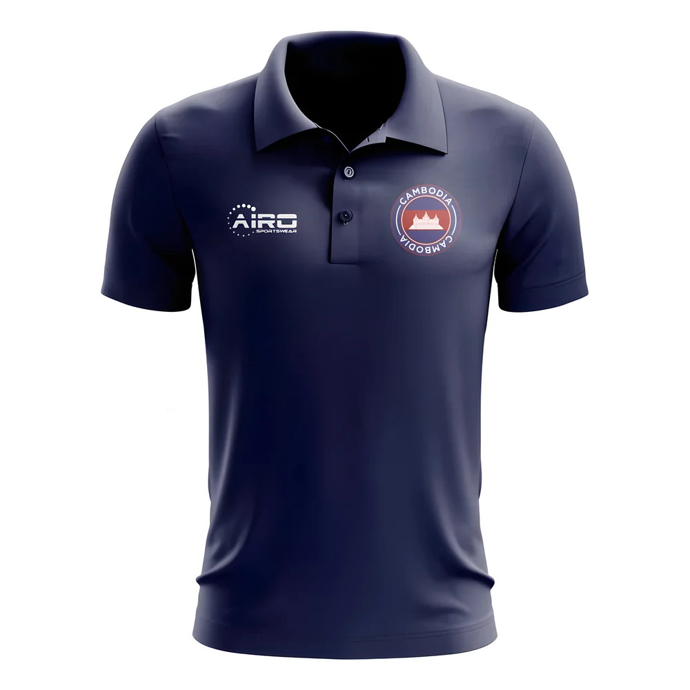 Cambodia Football Polo Shirt (Navy) Polyester Uksoccershop Men's Navy Xxl