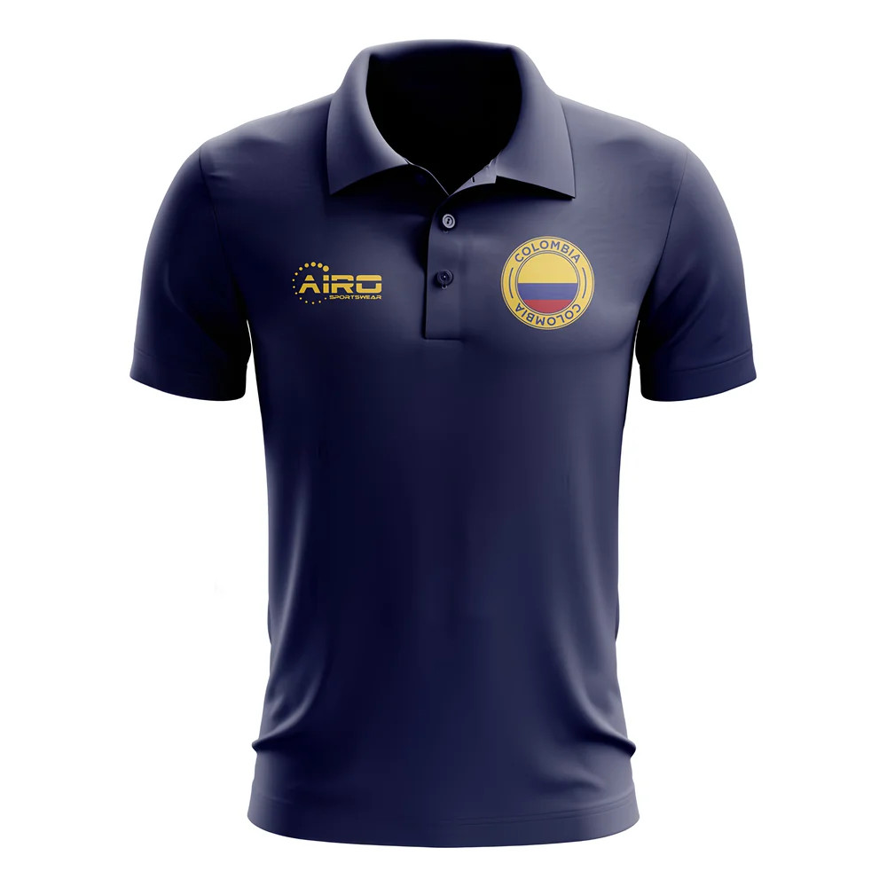 Colombia Football Polo Shirt (Navy) Polyester Uksoccershop Men's Navy Extra Large